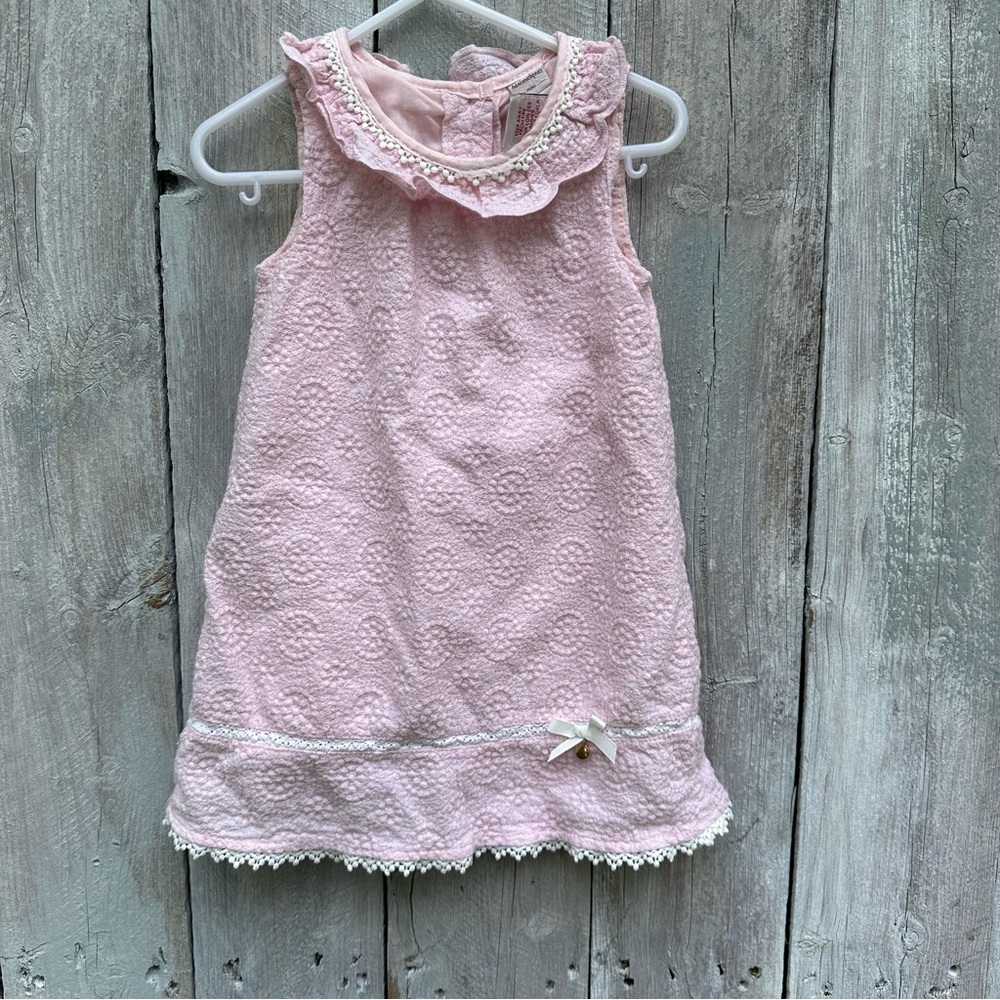 Girls Malandrino Mini Sleeveless Ruffle Patterned Pink Dress Size 3T